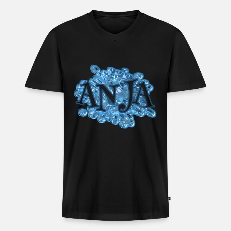 Wassertropfen Anja - Männer Premium Bio T-Shirt mit V-Ausschnitt - Schwarz