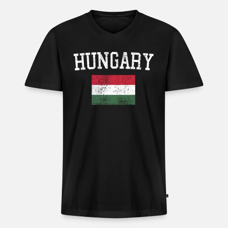 Ungarn - Männer Premium Bio T-Shirt mit V-Ausschnitt - Schwarz