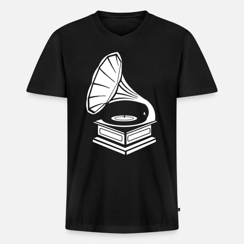 VINYL SHIRT - Männer Premium Bio T-Shirt mit V-Ausschnitt - Schwarz