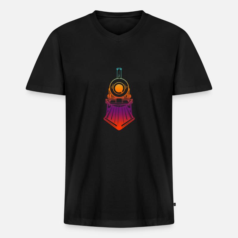 Bunte Lok - Männer Premium Bio T-Shirt mit V-Ausschnitt - Schwarz