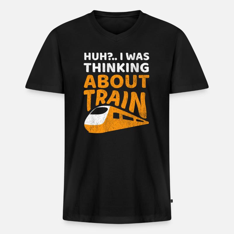 Eisenbahn - Männer Premium Bio T-Shirt mit V-Ausschnitt - Schwarz