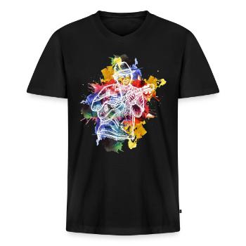 Ukulele - Männer Premium Bio T-Shirt mit V-Ausschnitt - Schwarz - Vorne - Nico (187cm)