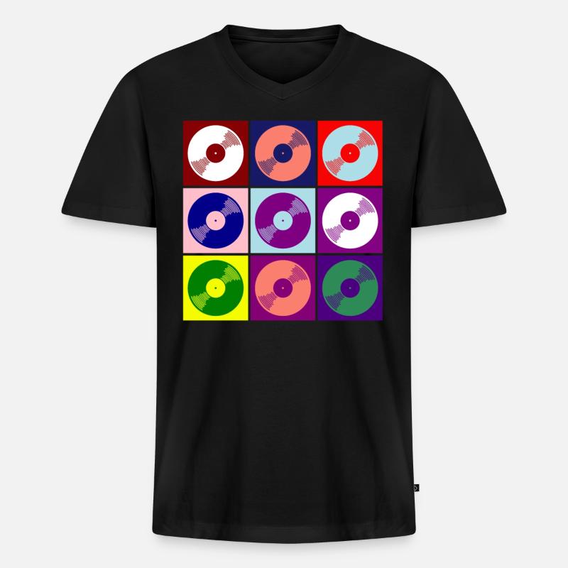 Vinyl - Männer Premium Bio T-Shirt mit V-Ausschnitt - Schwarz