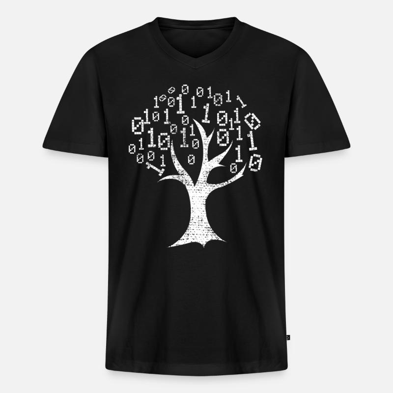 Code Schreiben Baum - Männer Premium Bio T-Shirt mit V-Ausschnitt - Schwarz