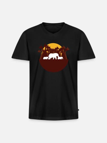 Eléphants d'Afrique - T-shirt encolure en V Premium bio Homme - noir