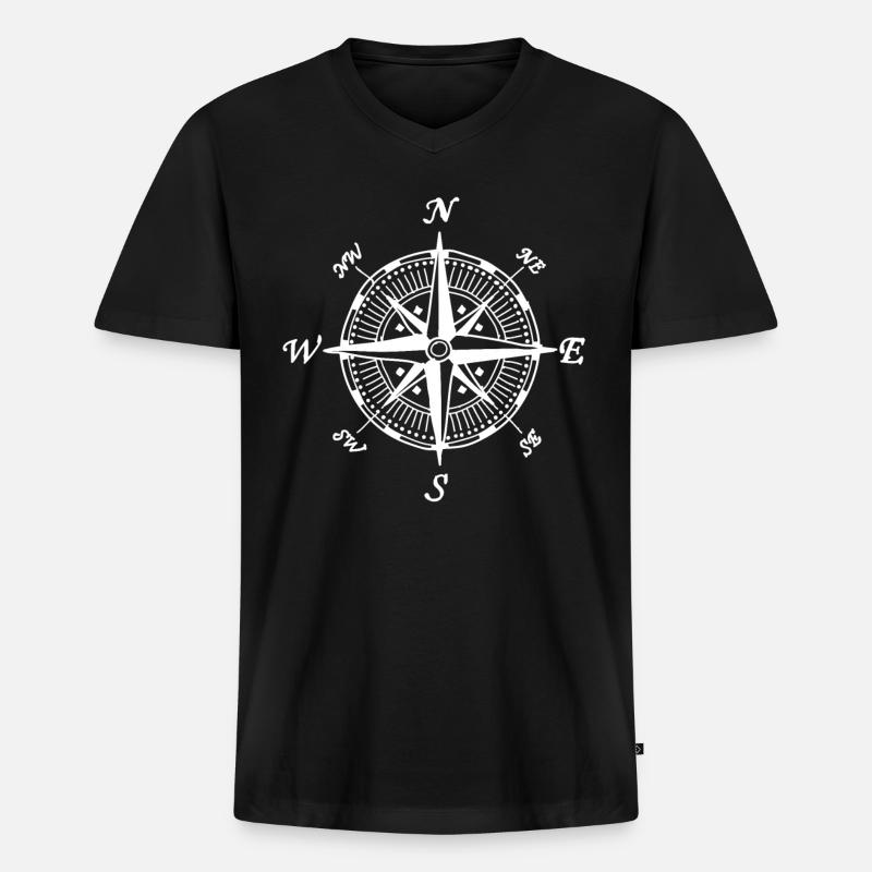 Kompass - Männer Premium Bio T-Shirt mit V-Ausschnitt - Schwarz