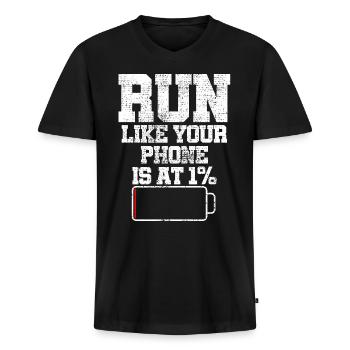course - T-shirt encolure en V Premium bio Homme - noir - Devant - Nico (187cm)