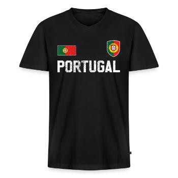 Portugal - Männer Premium Bio T-Shirt mit V-Ausschnitt - Schwarz - Vorne - Nico (187cm)