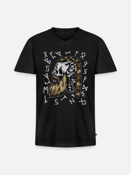 Wikinger - Männer Premium Bio T-Shirt mit V-Ausschnitt - Schwarz