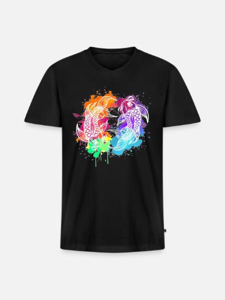 koi - T-shirt encolure en V Premium bio Homme - noir