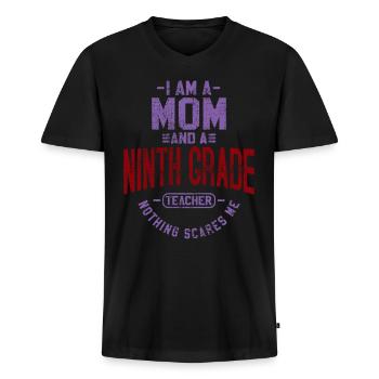 professeur - T-shirt encolure en V Premium bio Homme - noir - Devant - Nico (187cm)