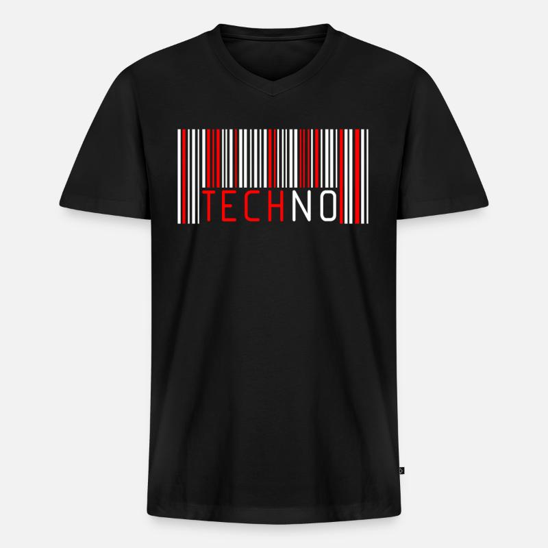 Barcode Techno - Männer Premium Bio T-Shirt mit V-Ausschnitt - Schwarz