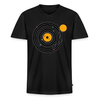 Vinyl record turntables - Men's Premium Organic T-shirt with V-neck - black - Front - Nico (187cm)