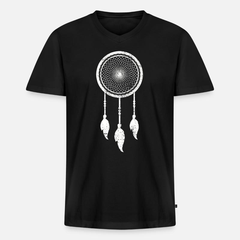 DREAMCATCHER - Männer Premium Bio T-Shirt mit V-Ausschnitt - Schwarz