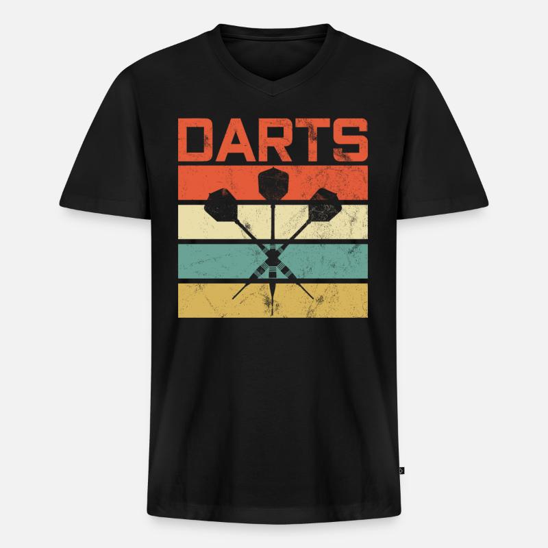 Retro Darter Dart - Männer Premium Bio T-Shirt mit V-Ausschnitt - Schwarz