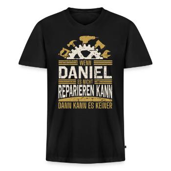 Daniel Name Geschenk Geburtstag - Männer Premium Bio T-Shirt mit V-Ausschnitt - Schwarz - Vorne - Nico (187cm)