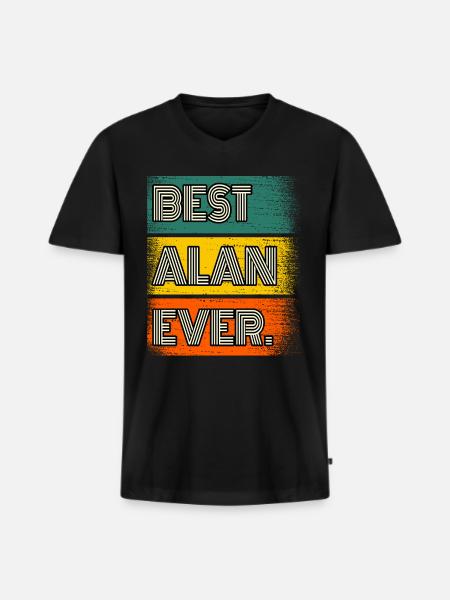 Alan Name Geschenk Spruch Lustig - Männer Premium Bio T-Shirt mit V-Ausschnitt - Schwarz