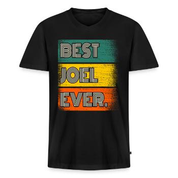 Joel Nom Cadeau Citation Drôle - T-shirt encolure en V Premium bio Homme - noir - Devant - Nico (187cm)