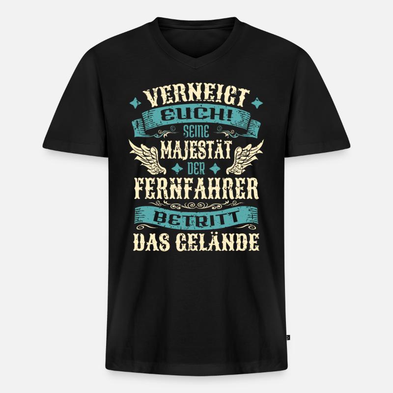 Fernfahrer Geschenk Lustige Sprüche - Männer Premium Bio T-Shirt mit V-Ausschnitt - Schwarz