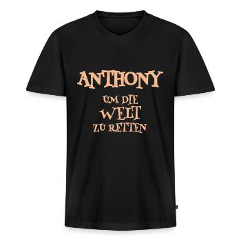 Held Anthony - Männer Premium Bio T-Shirt mit V-Ausschnitt - Schwarz - Vorne - Nico (187cm)
