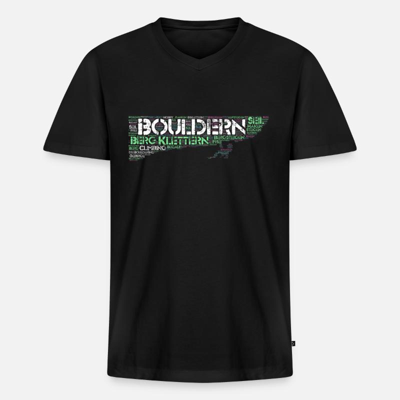 Bouldern Klettern Climbing Boulderer Geschenkidee - Männer Premium Bio T-Shirt mit V-Ausschnitt - Schwarz
