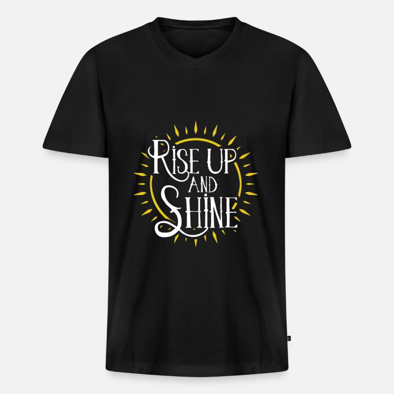 Rise up and Shine - Männer Premium Bio T-Shirt mit V-Ausschnitt - Schwarz