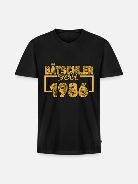 1986 - Männer Premium Bio T-Shirt mit V-Ausschnitt - Schwarz