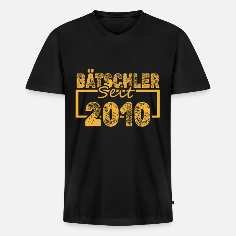 2010 - Männer Premium Bio T-Shirt mit V-Ausschnitt - Schwarz