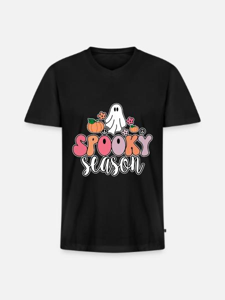 Groovy Ghost Spooky Season T-Shirt - Men's Premium Organic T-shirt with V-neck - black