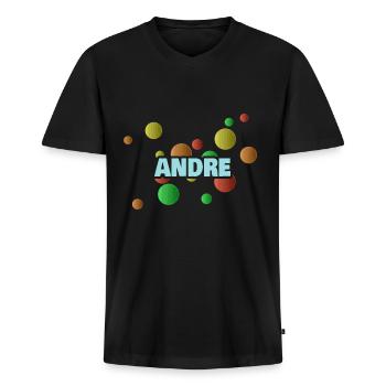Fosse à balles André - T-shirt encolure en V Premium bio Homme - noir - Devant - Nico (187cm)