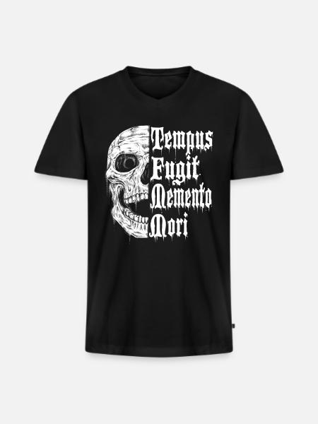 Tempus Fugit Memento Mori - Männer Premium Bio T-Shirt mit V-Ausschnitt - Schwarz