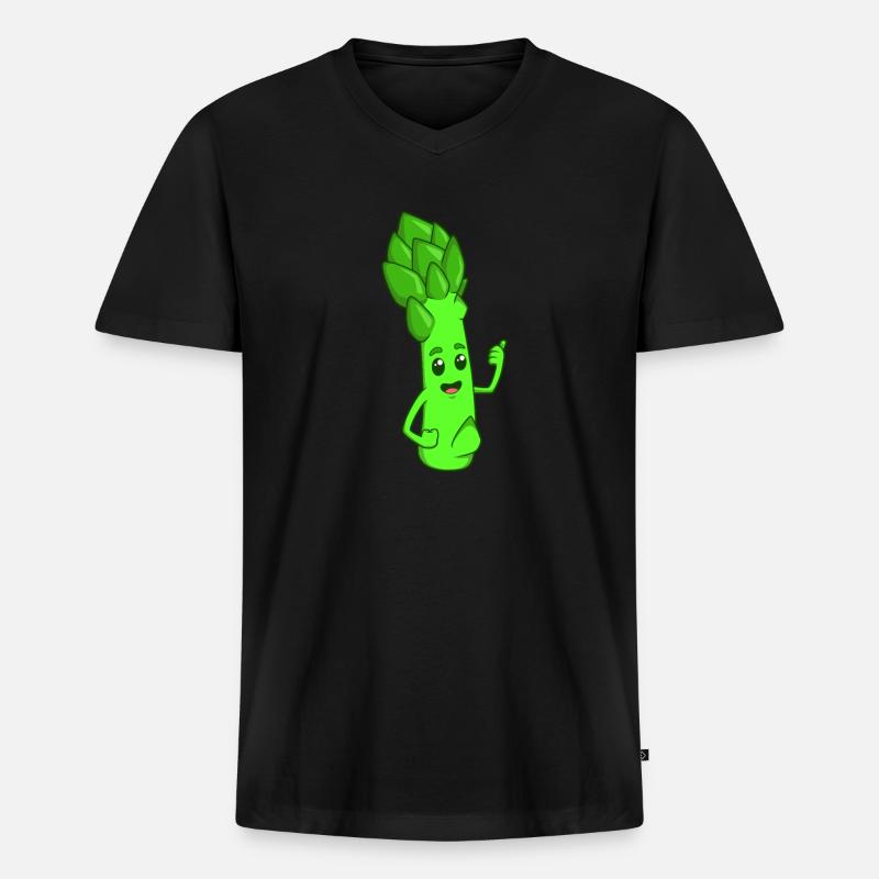 Comic grüner Spargel - Männer Premium Bio T-Shirt mit V-Ausschnitt - Schwarz