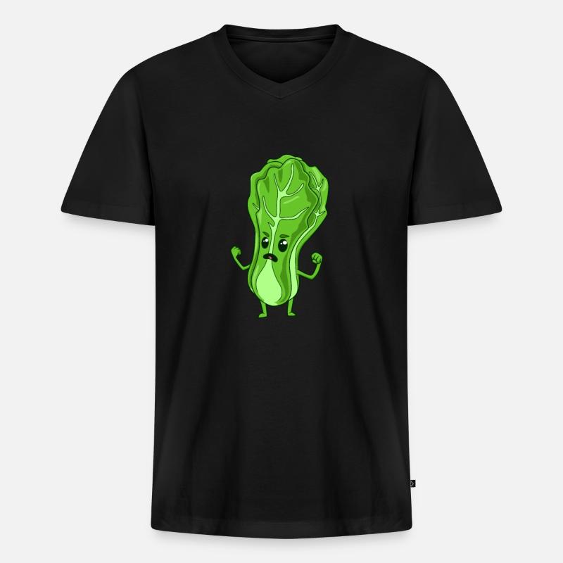 Comic Salatkopf - Männer Premium Bio T-Shirt mit V-Ausschnitt - Schwarz