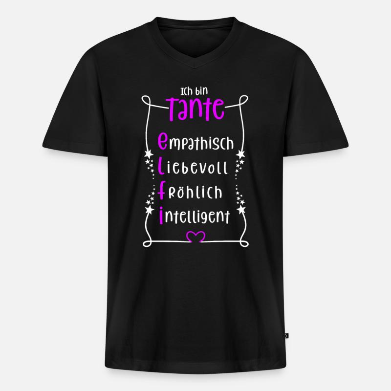 Elfi - beste Tante - Männer Premium Bio T-Shirt mit V-Ausschnitt - Schwarz