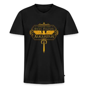 Römische Kaiser - Vespasian - Männer Premium Bio T-Shirt mit V-Ausschnitt - Schwarz - Vorne - Nico (187cm)