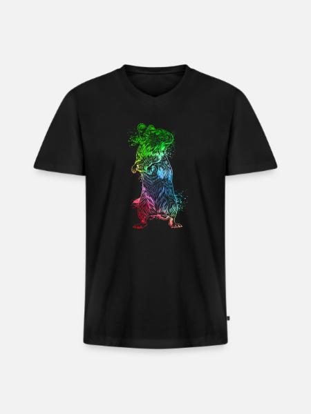 Farbenfroher Degu - Männer Premium Bio T-Shirt mit V-Ausschnitt - Schwarz