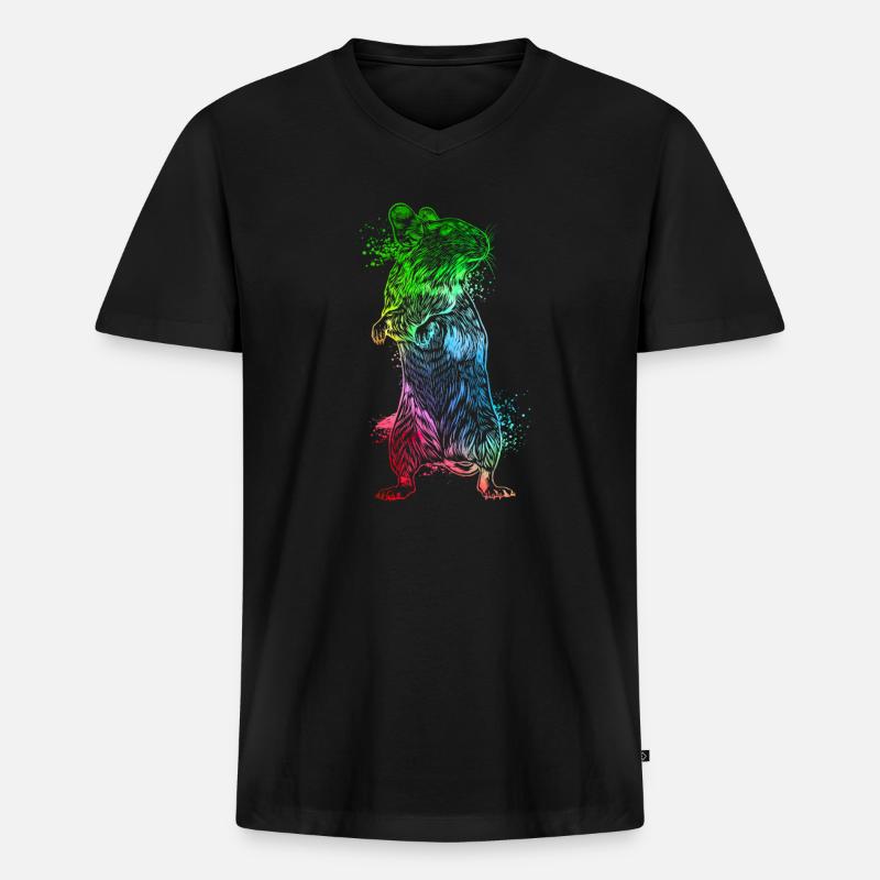 Farbenfroher Degu - Männer Premium Bio T-Shirt mit V-Ausschnitt - Schwarz