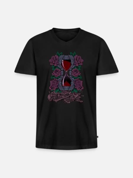 Bones and Roses - Gothic Hourglass - Men's Premium Organic T-shirt with V-neck - black