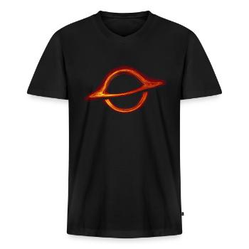 Trou noir - T-shirt encolure en V Premium bio Homme - noir - Devant - Nico (187cm)