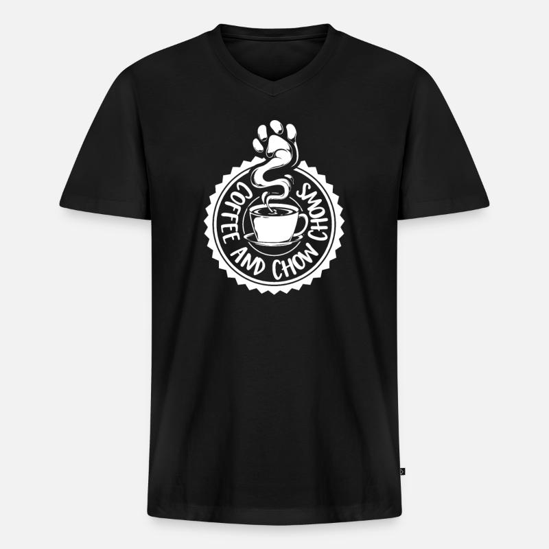 Kaffee und Chow Chow - Männer Premium Bio T-Shirt mit V-Ausschnitt - Schwarz