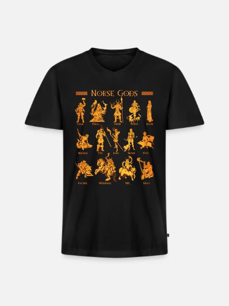 Noorse goden - Mannen Premium Bio T-shirt met V-hals - zwart