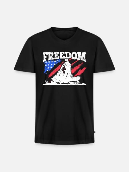 Freedom - Snowmobile - Men's Premium Organic T-shirt with V-neck - black