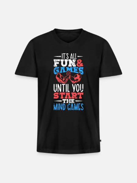 Mind Games - Arm wrestling - Men's Premium Organic T-shirt with V-neck - black