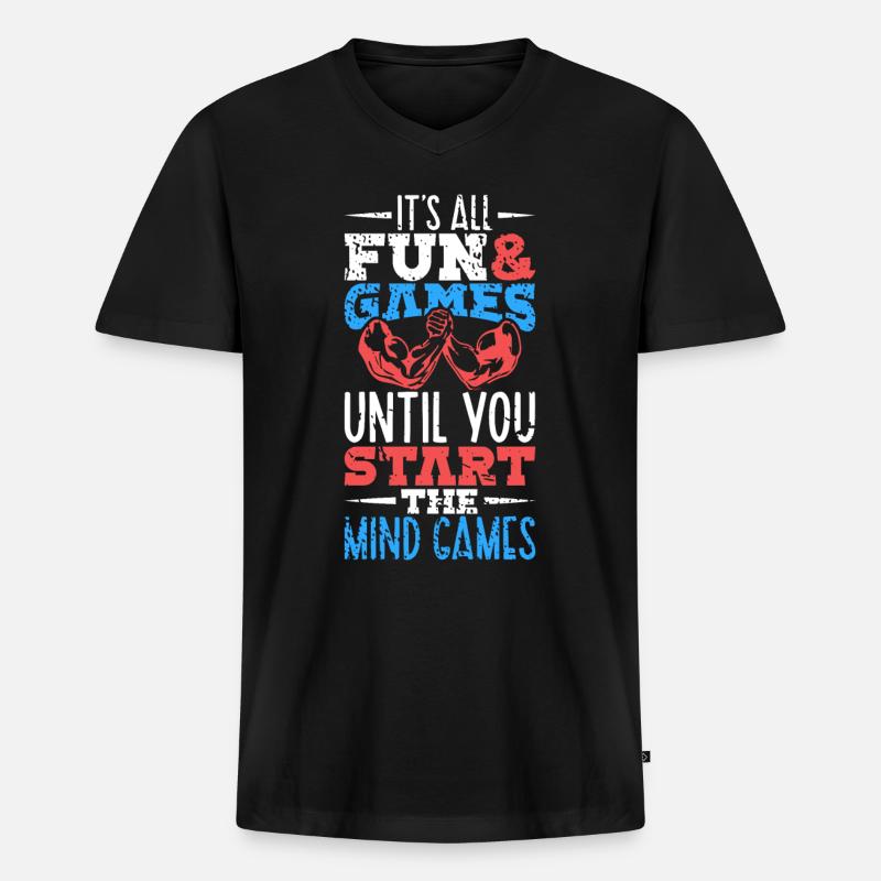Mind Games - Armdrücken - Männer Premium Bio T-Shirt mit V-Ausschnitt - Schwarz