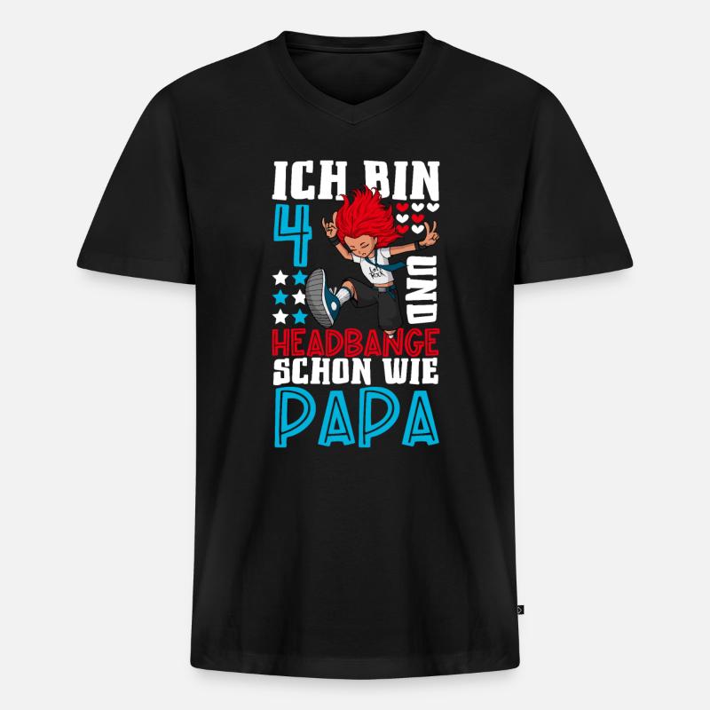 Ich bin 4 - Mädchen Rocker - Männer Premium Bio T-Shirt mit V-Ausschnitt - Schwarz