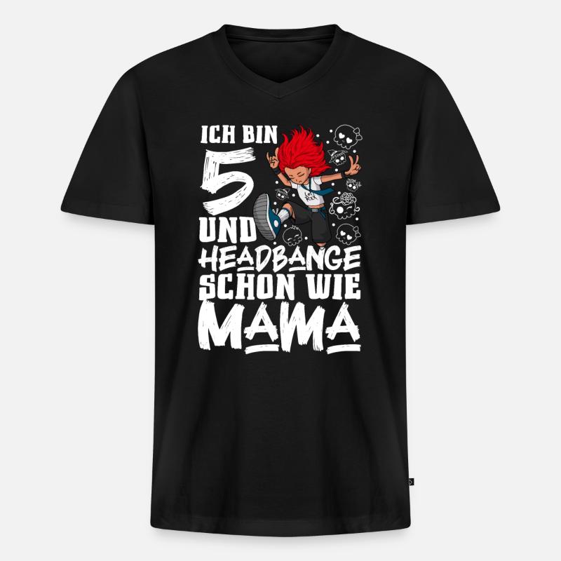 Ich bin 5 - Mädchen Rocker - Männer Premium Bio T-Shirt mit V-Ausschnitt - Schwarz