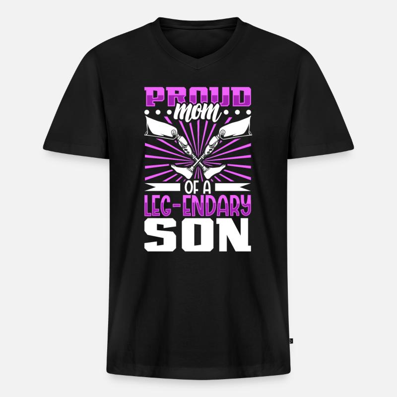 Stolze Mutter - Beinprothese - Männer Premium Bio T-Shirt mit V-Ausschnitt - Schwarz