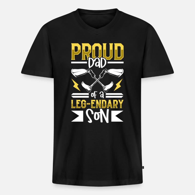 Stolzer Vater - Beinprothese - Männer Premium Bio T-Shirt mit V-Ausschnitt - Schwarz