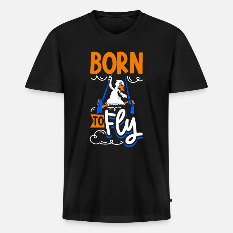 Schwan beim Aerial Silks - Männer Premium Bio T-Shirt mit V-Ausschnitt - Schwarz