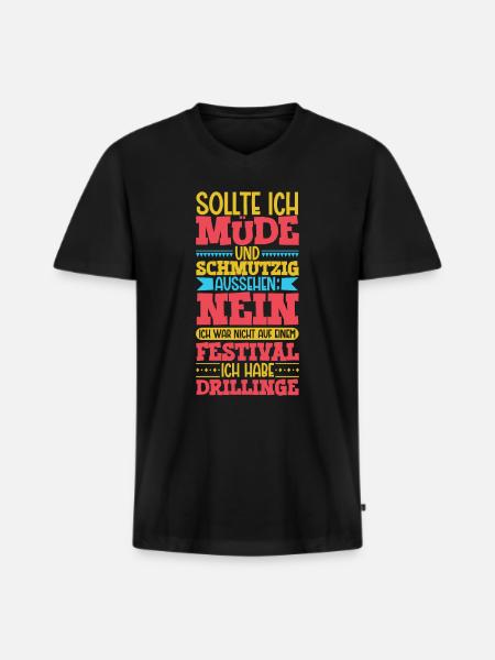 Müde und schmutzig - Drillinge - Männer Premium Bio T-Shirt mit V-Ausschnitt - Schwarz